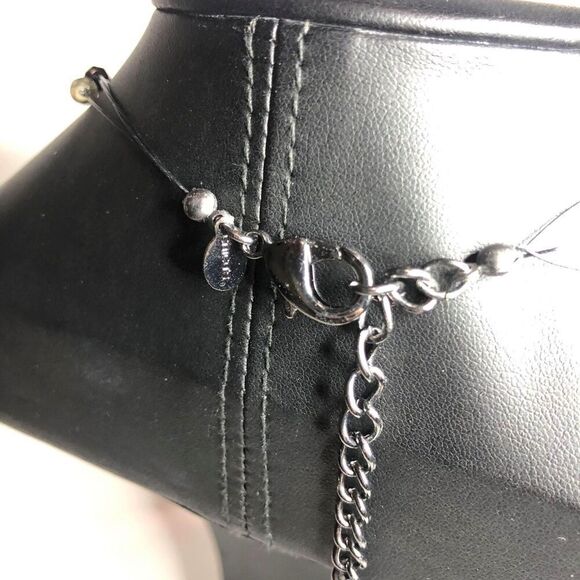 1736 CHICO'S Illusion black grey bead layered necklace 17-20" - Picture 2 of 2